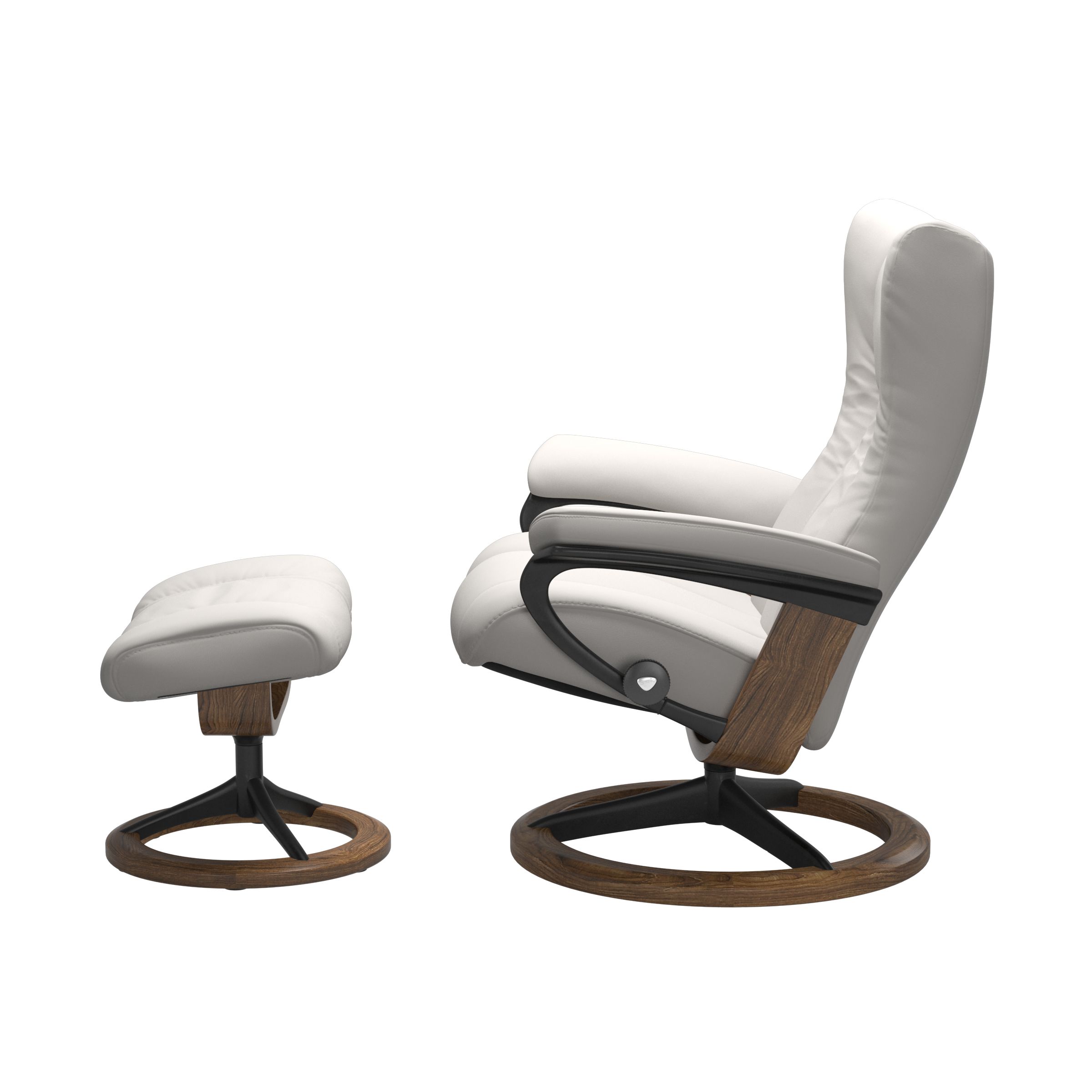 Stressless Wing (L) Signature Base Recliner with Ottoman