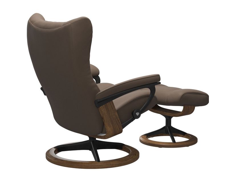 Stressless Wing (L) Signature Base Recliner with Ottoman