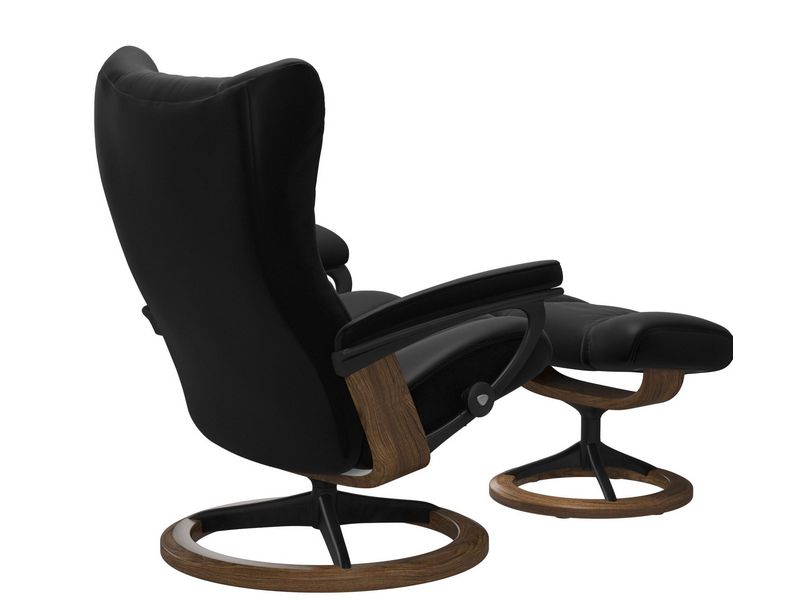 Stressless Wing (L) Signature Base Recliner with Ottoman