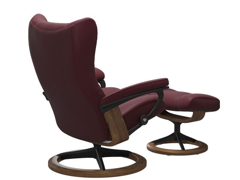Stressless Wing (L) Signature Base Recliner with Ottoman