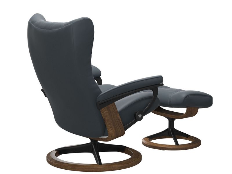 Stressless Wing (L) Signature Base Recliner with Ottoman
