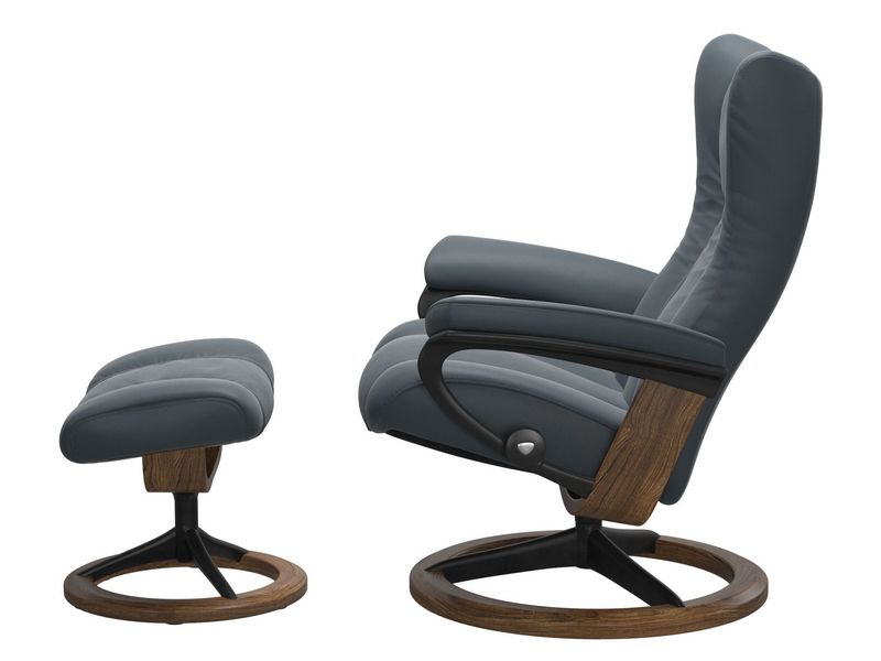 Stressless Wing (L) Signature Base Recliner with Ottoman