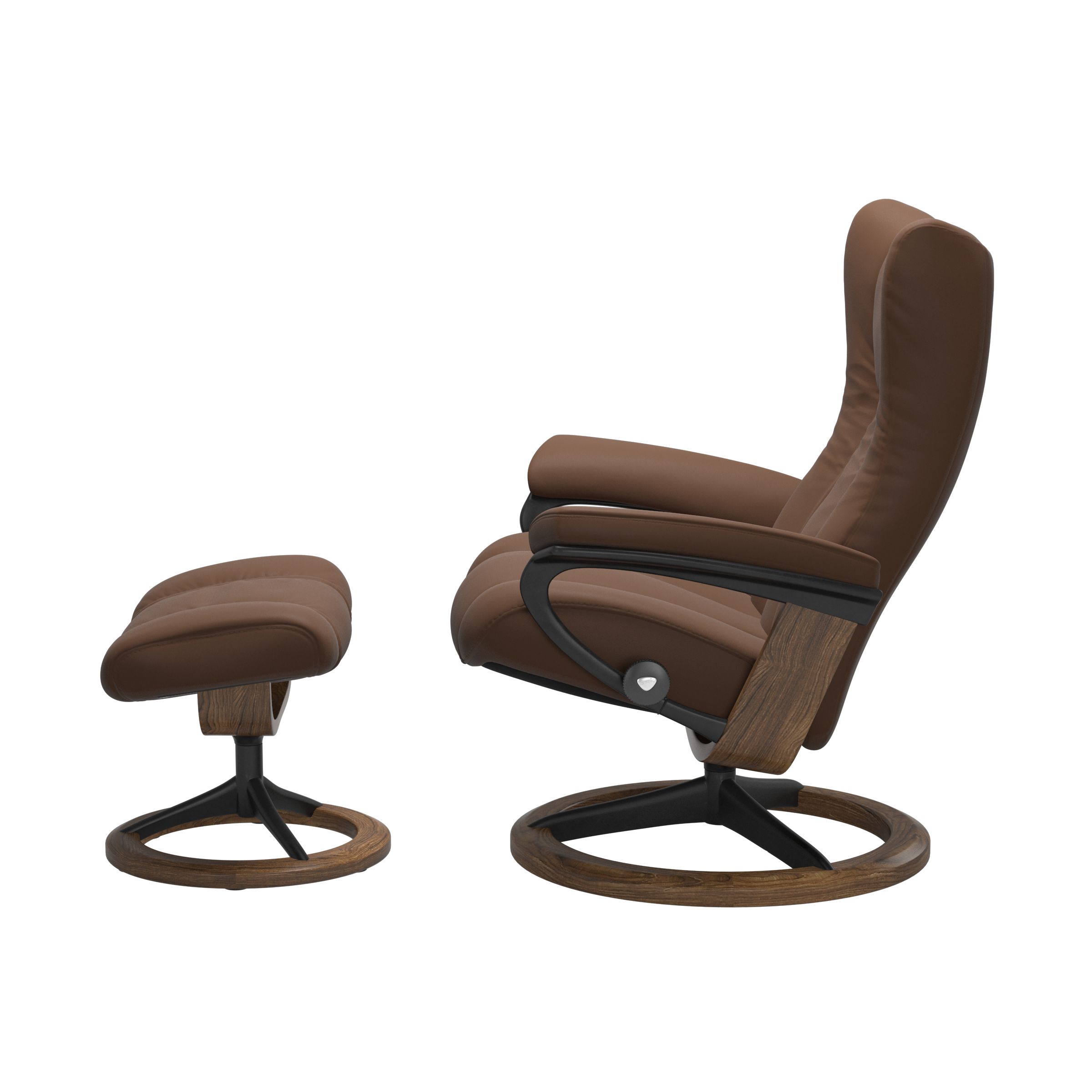 Stressless Wing (L) Signature Base Recliner with Ottoman