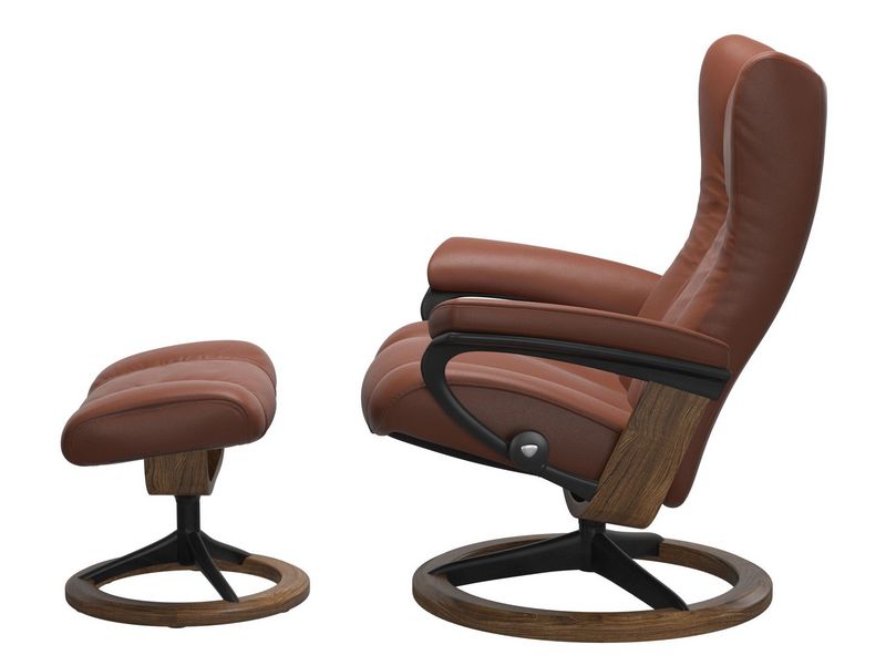Stressless Wing (L) Signature Base Recliner with Ottoman