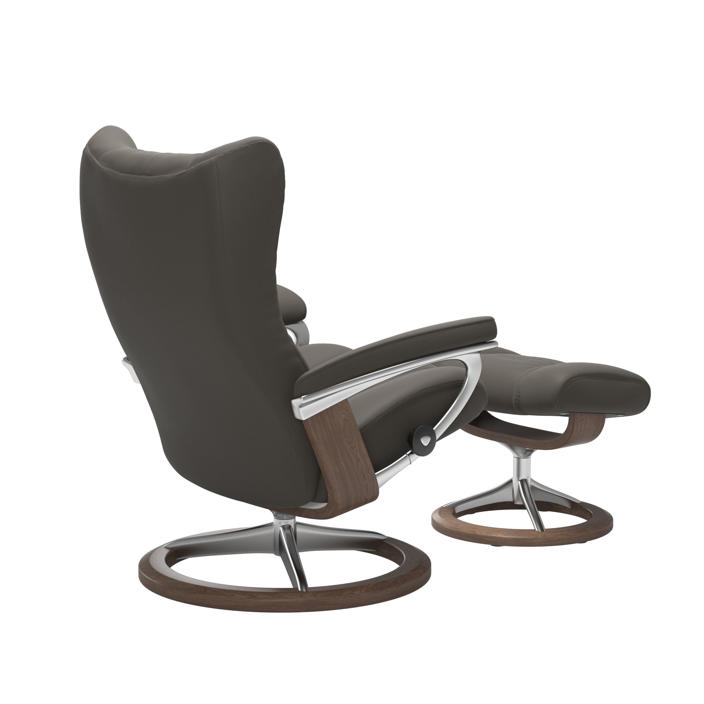 Stressless Wing (L) Signature Base Recliner with Ottoman