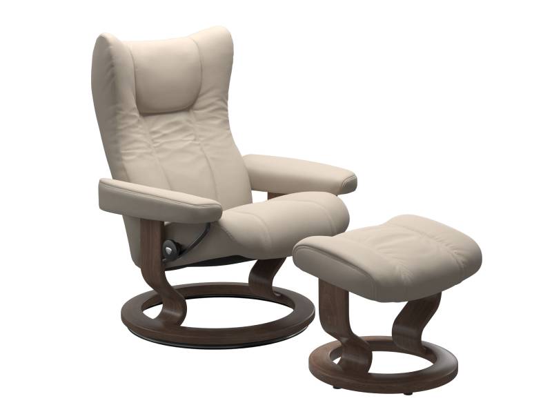 Stressless Wing (M) Classic Base Recliner with Ottoman