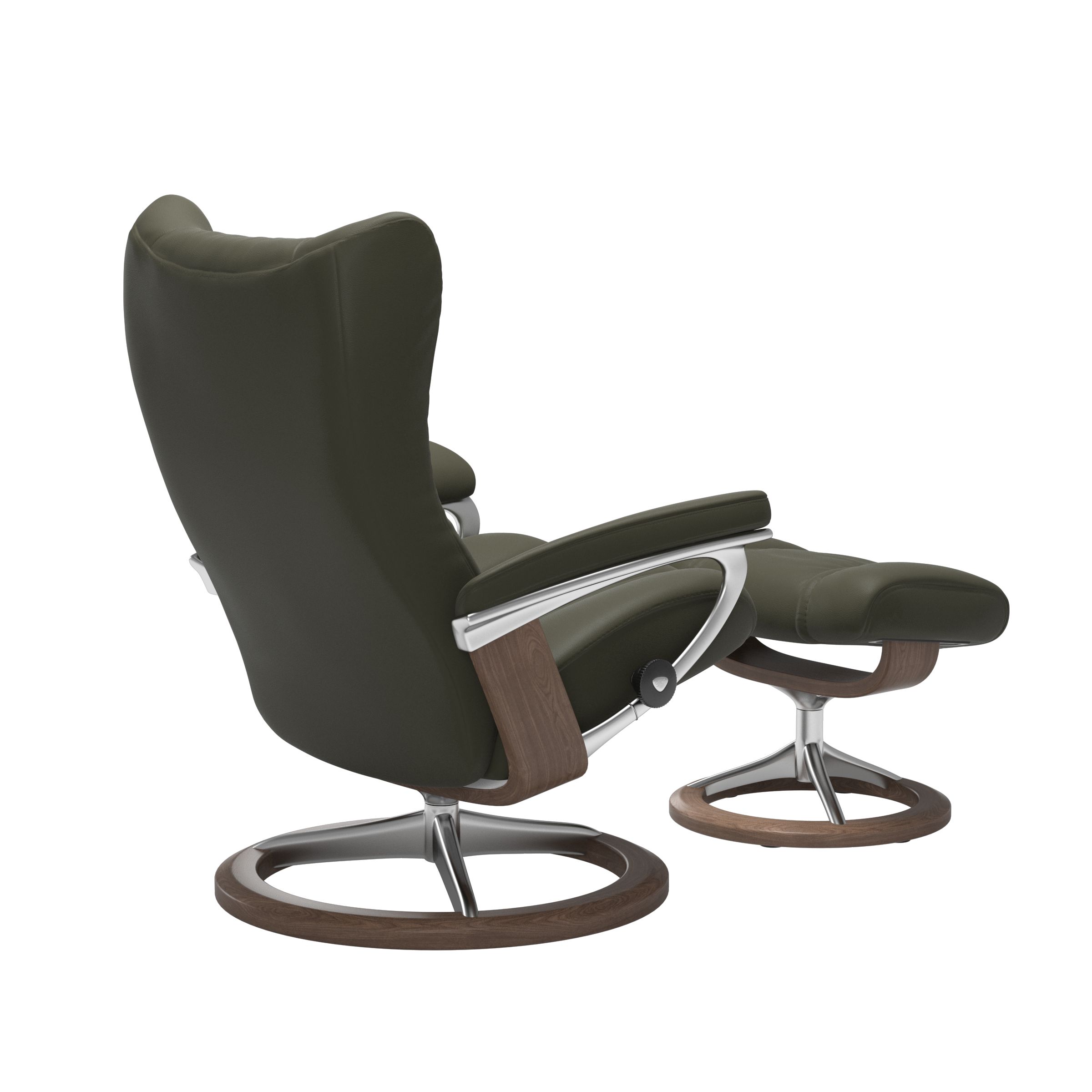 Stressless Wing (L) Signature Base Recliner with Ottoman