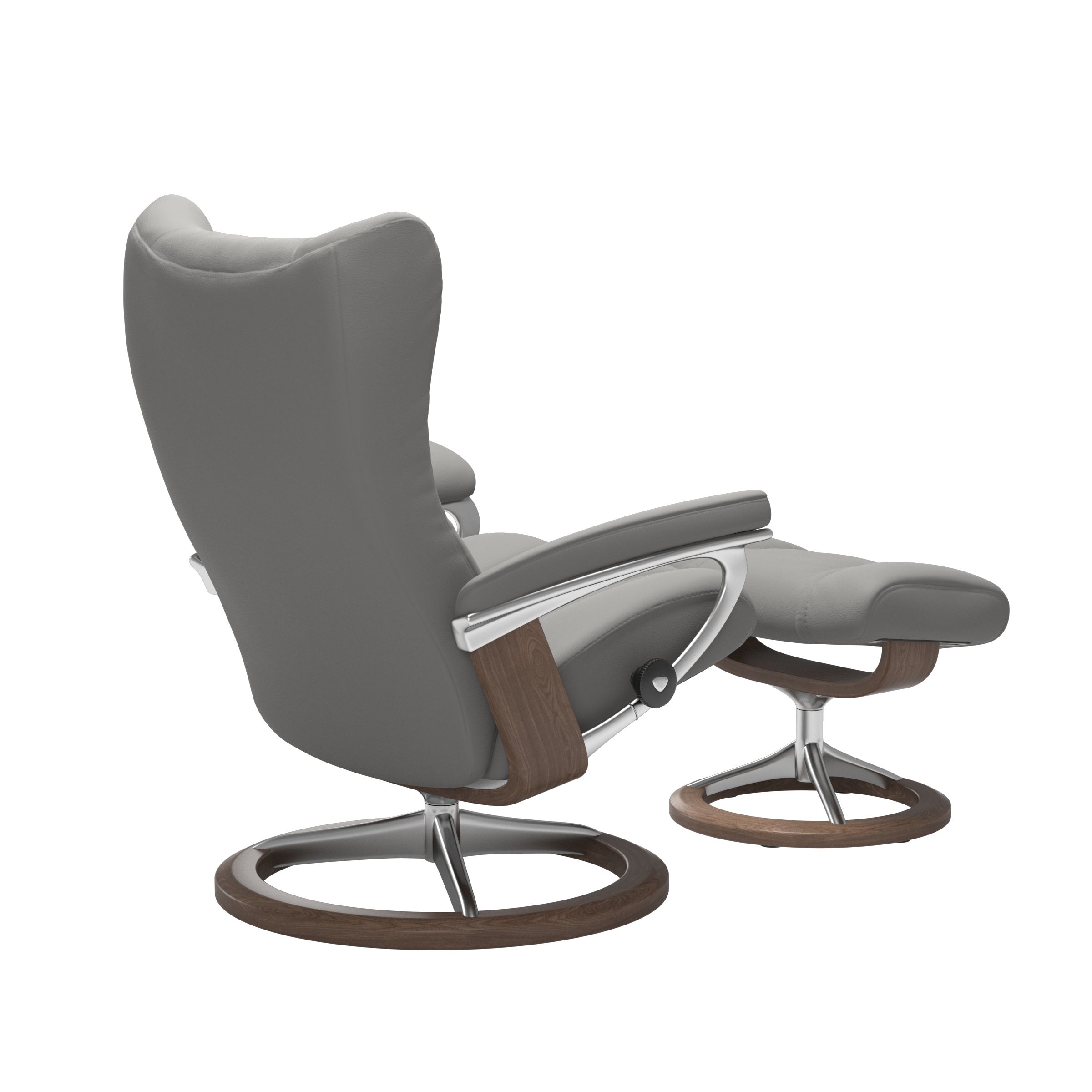 Stressless Wing (L) Signature Base Recliner with Ottoman
