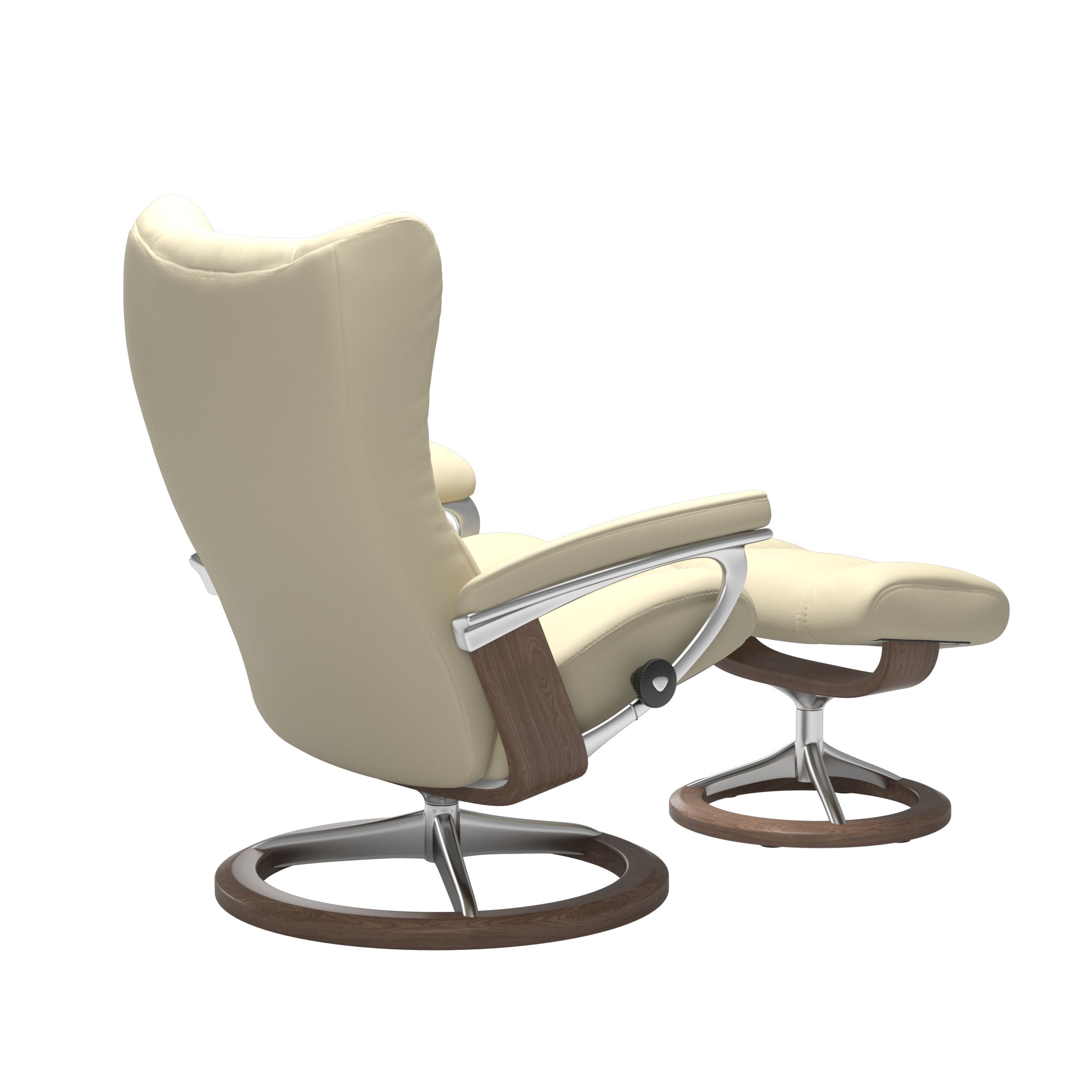 Stressless Wing (L) Signature Base Recliner with Ottoman