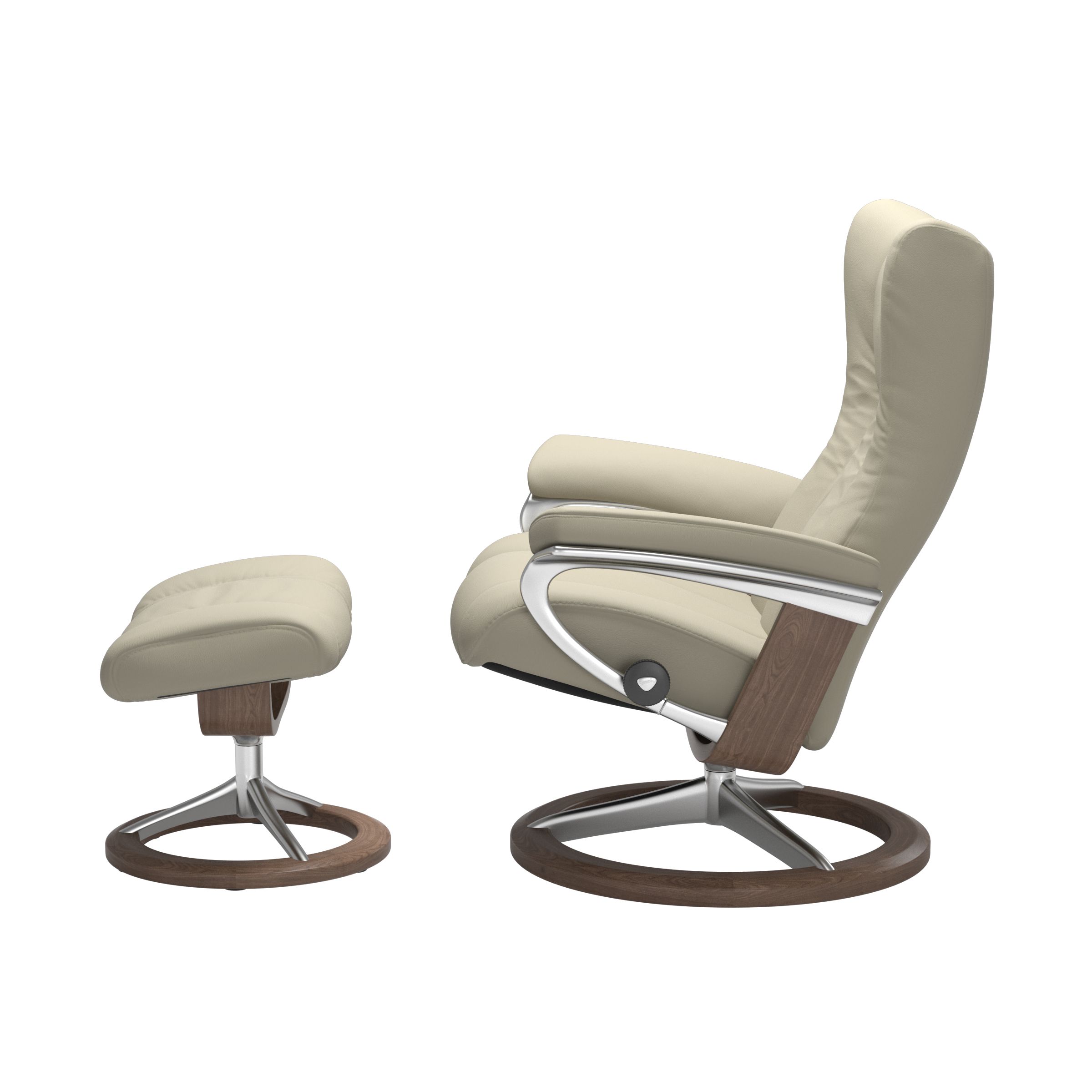 Stressless Wing (L) Signature Base Recliner with Ottoman