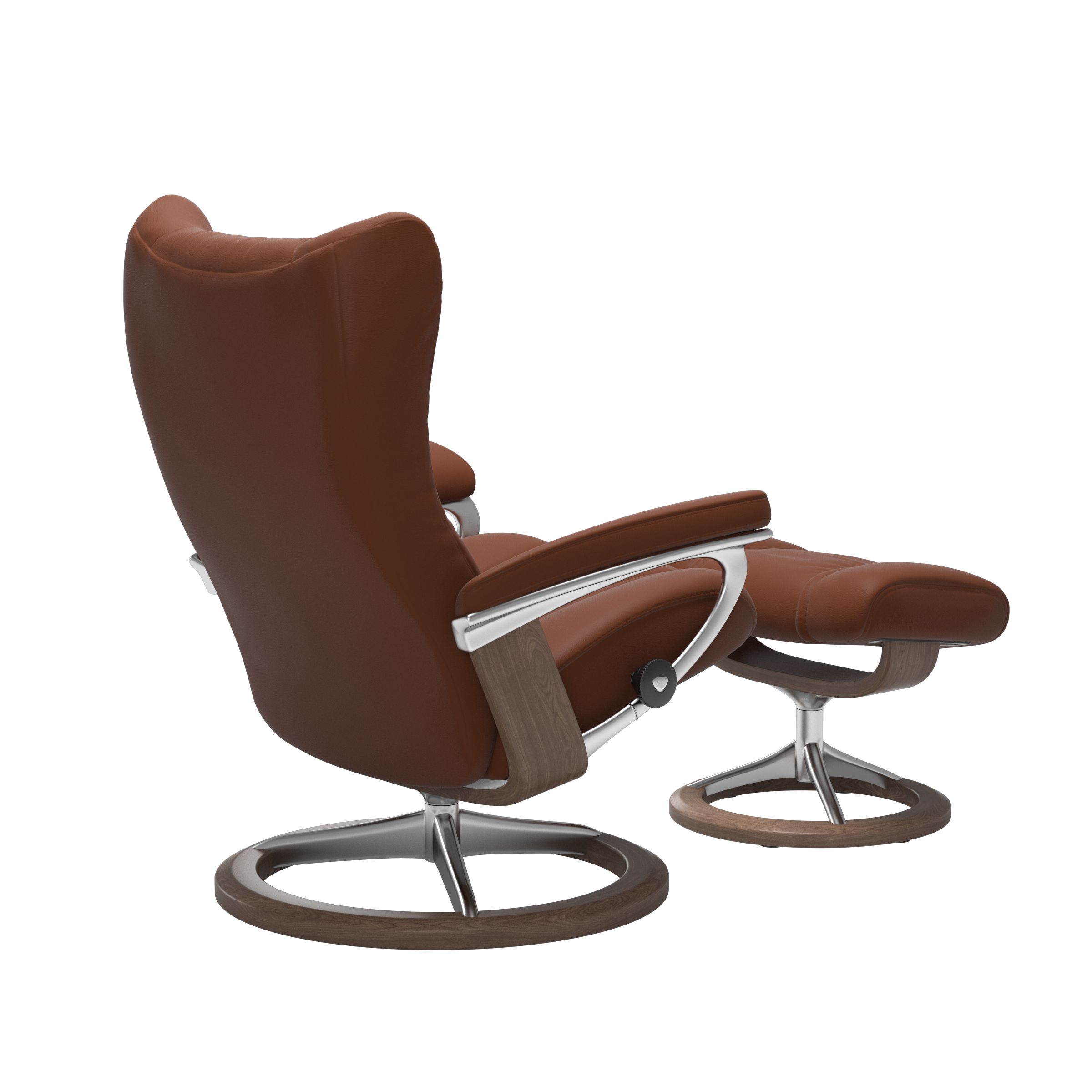 Stressless Wing (L) Signature Base Recliner with Ottoman
