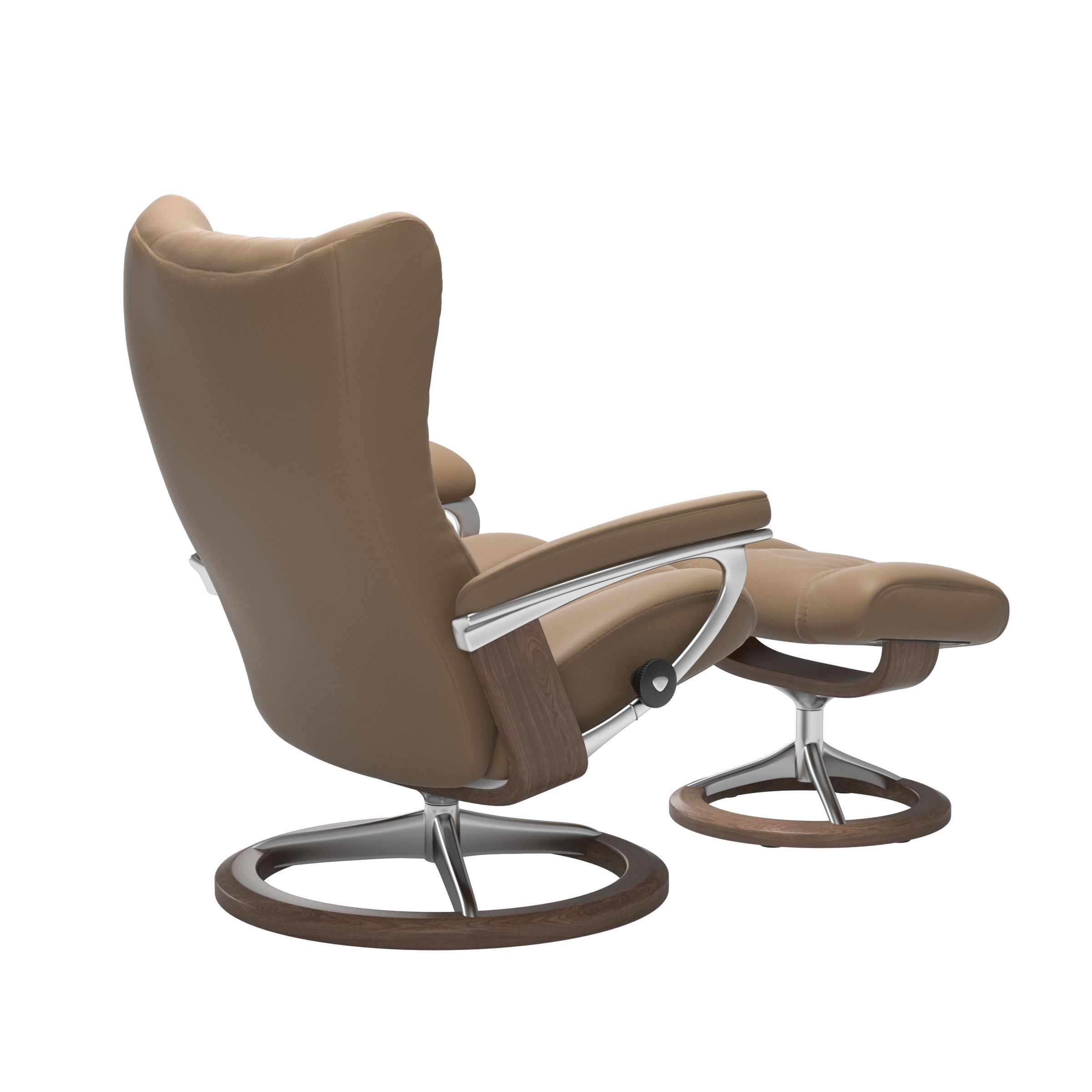 Stressless Wing (L) Signature Base Recliner with Ottoman