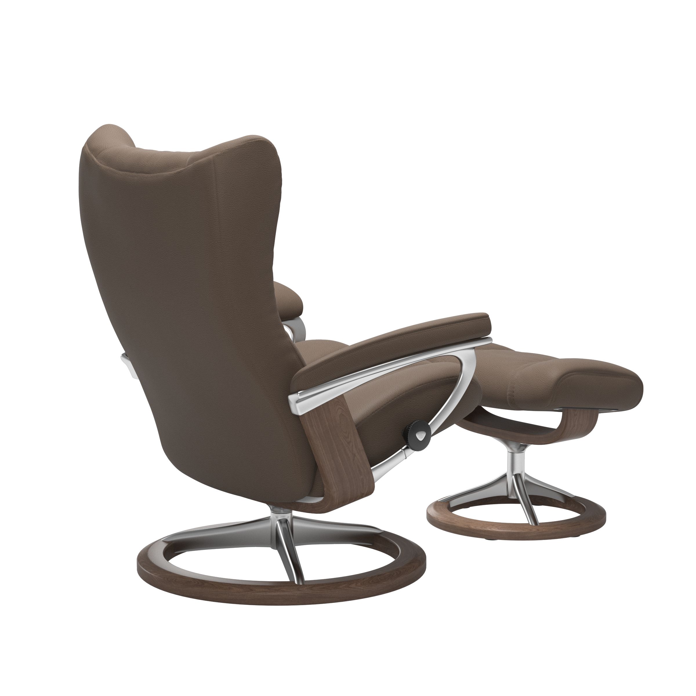 Stressless Wing (L) Signature Base Recliner with Ottoman