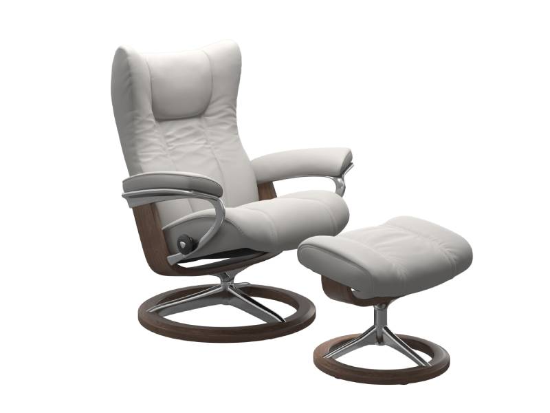Stressless Wing (L) Signature Base Recliner with Ottoman