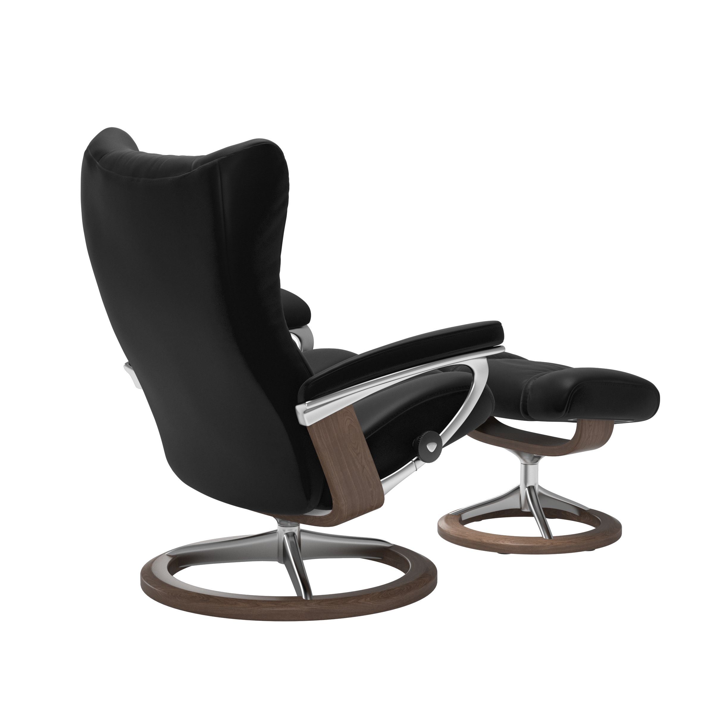Stressless Wing (L) Signature Base Recliner with Ottoman