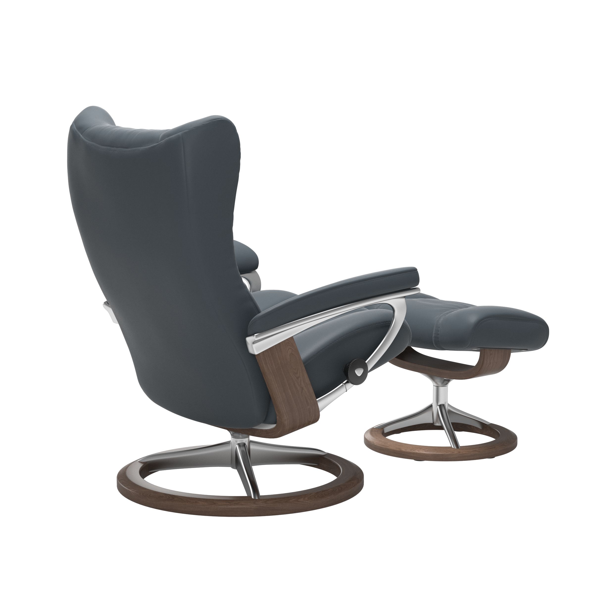 Stressless Wing (L) Signature Base Recliner with Ottoman