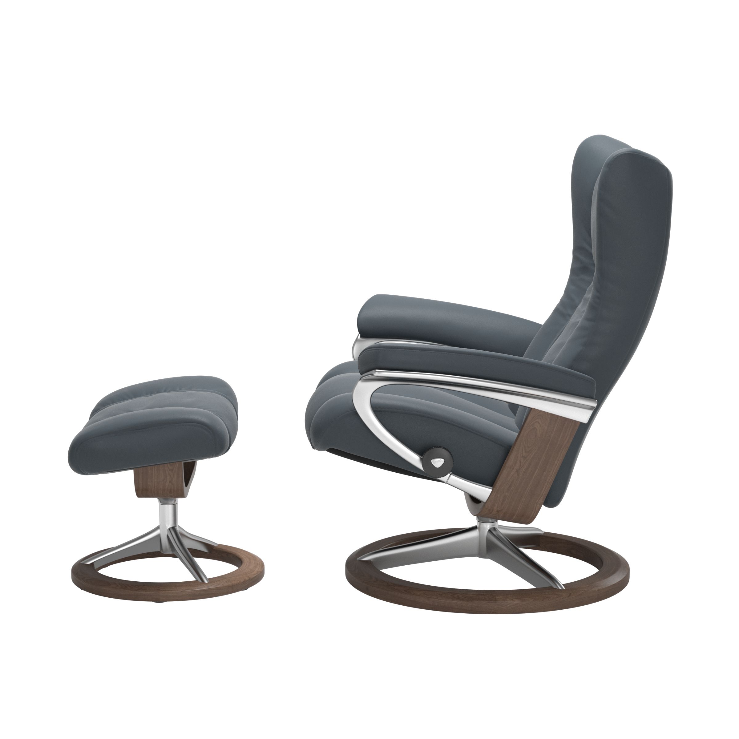 Stressless Wing (L) Signature Base Recliner with Ottoman