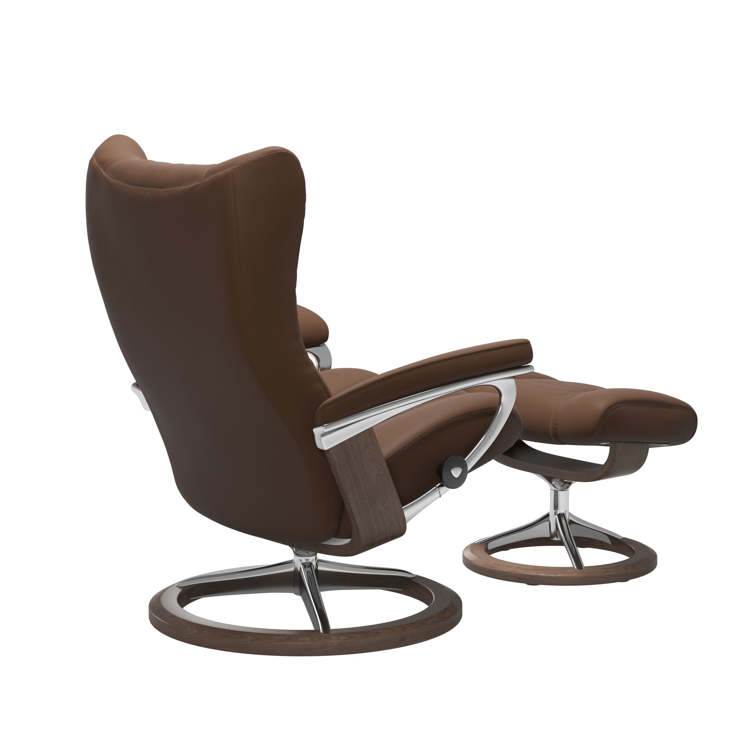 Stressless Wing (L) Signature Base Recliner with Ottoman