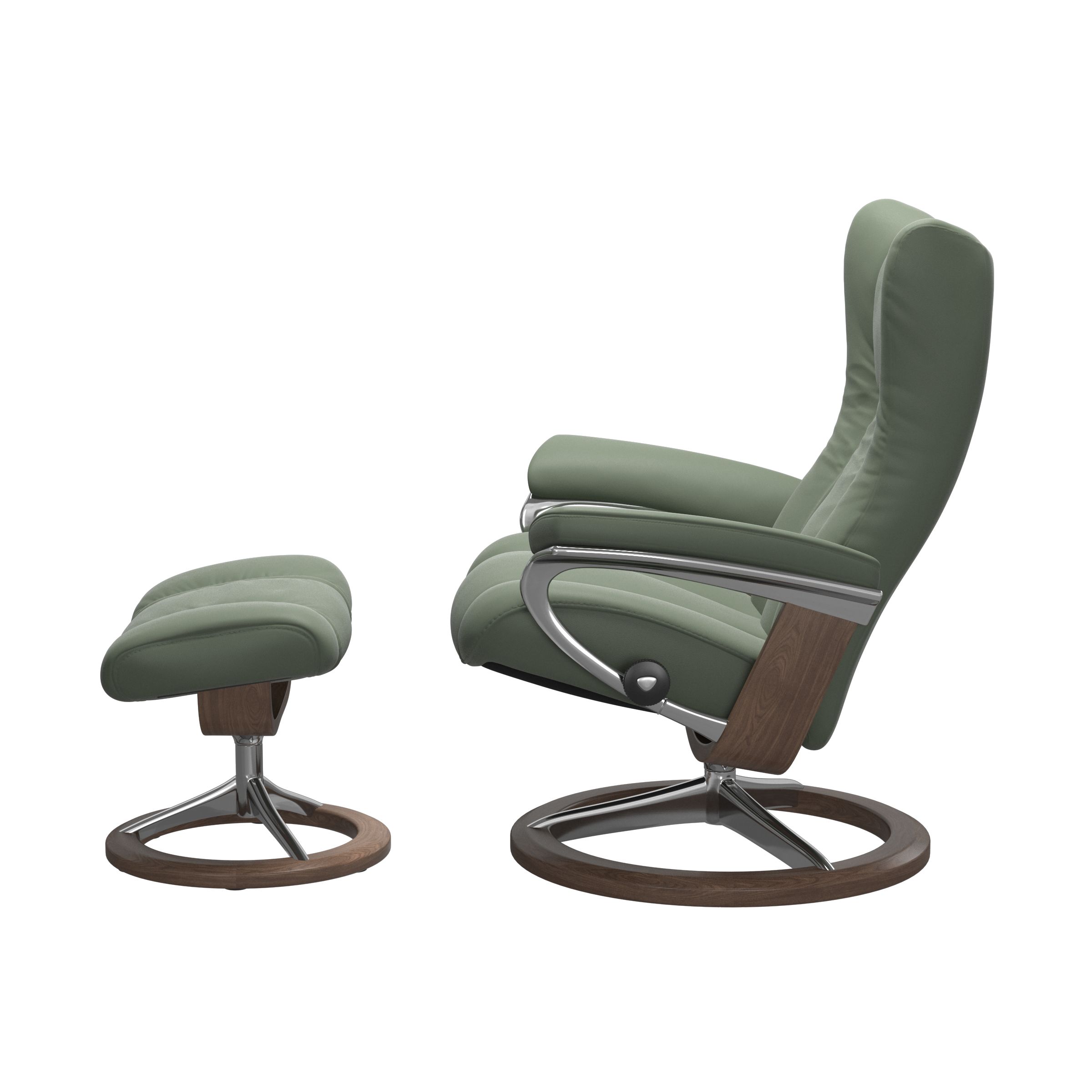 Stressless Wing (L) Signature Base Recliner with Ottoman
