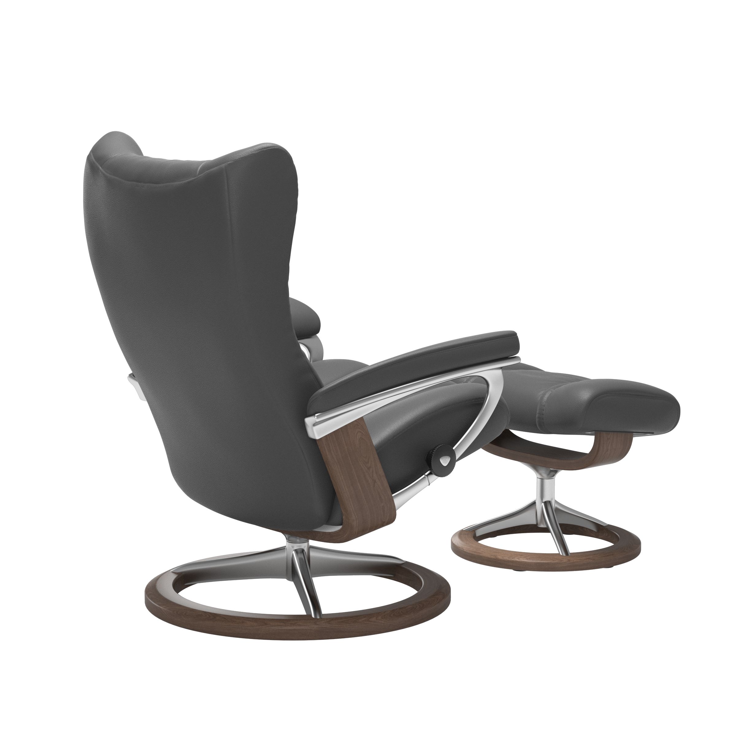 Stressless Wing (L) Signature Base Recliner with Ottoman