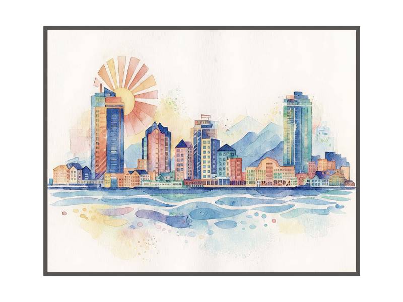Studio B Originals Cultural District Waterfront Skyline Wall Art - FUNKYKELOWNA