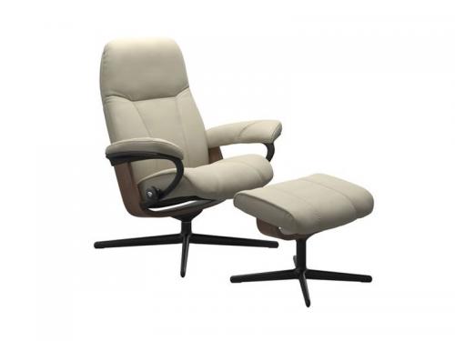 Stressless Consul (M) Cross Chair with Ottoman