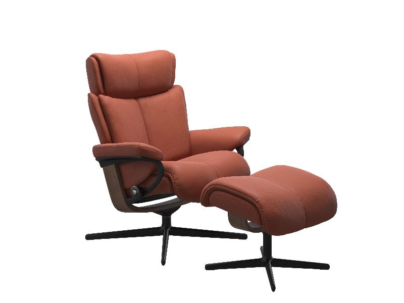 Stressless Magic (M) Cross Base Recliner with Ottoman
