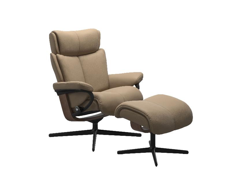 Stressless Magic (M) Cross Base Recliner with Ottoman