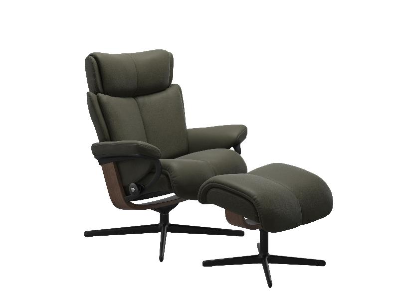 Stressless Magic (M) Cross Base Recliner with Ottoman