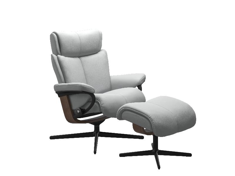 Stressless Magic (M) Cross Base Recliner with Ottoman