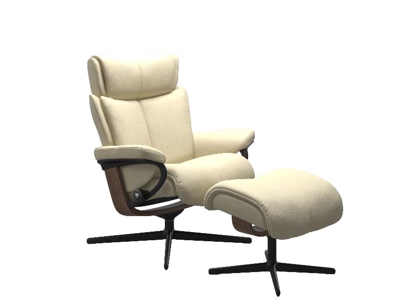 Stressless Magic (M) Cross Base Recliner with Ottoman