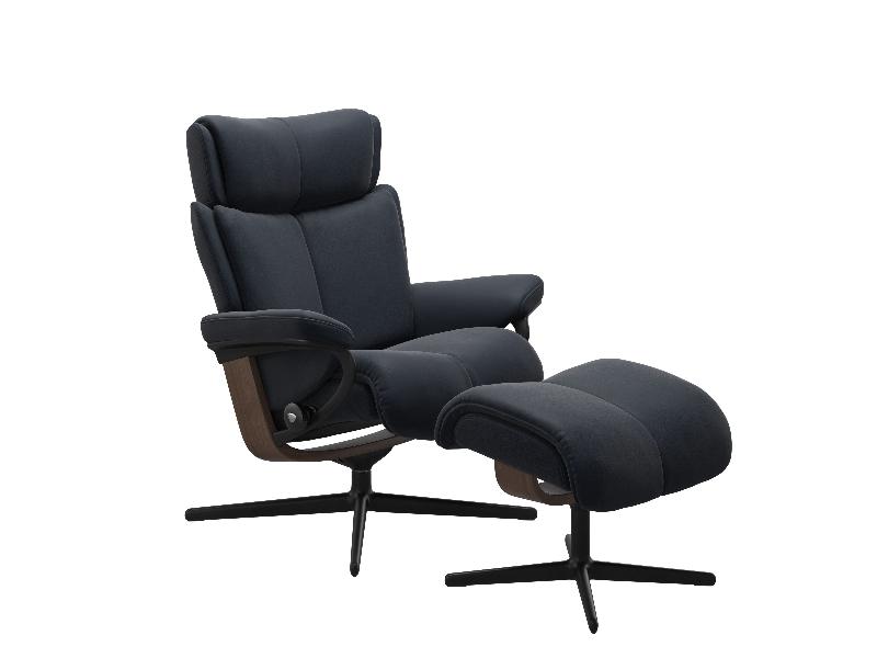 Stressless Magic (M) Cross Base Recliner with Ottoman