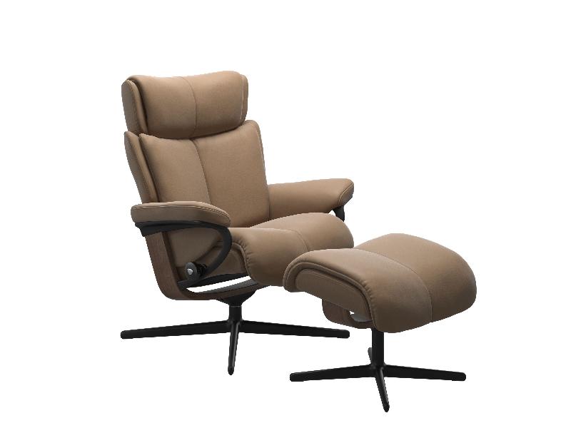 Stressless Magic (M) Cross Base Recliner with Ottoman