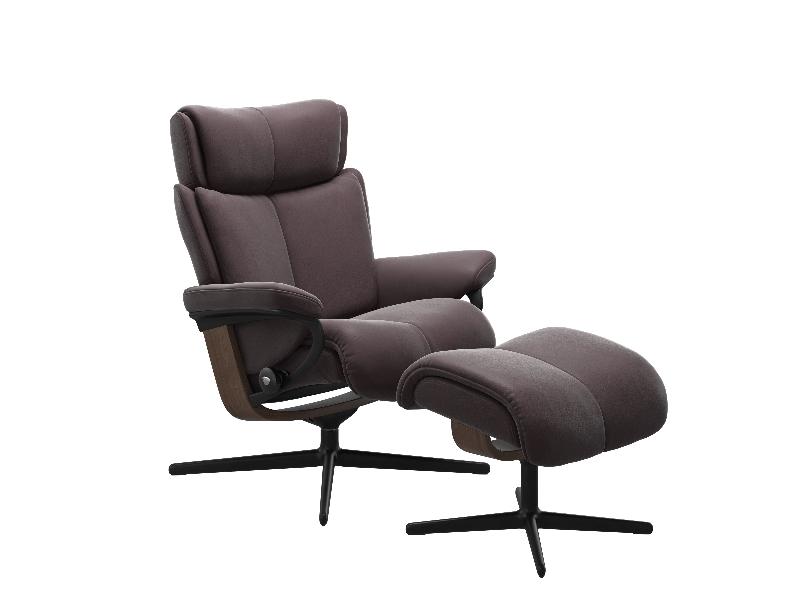 Stressless Magic (M) Cross Base Recliner with Ottoman