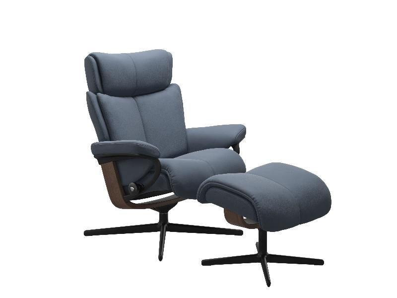 Stressless Magic (M) Cross Base Recliner with Ottoman